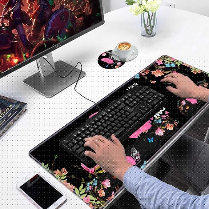 Ergonomic Keyboard Wrist Rest & Mouse Pad Wrist Rest Set,Floral Butterfly Quote Bible Verse Philippians 4:13 Large Gaming Desk Mat 31.5"x 11.8" with Memory Foam,Easy Typing Pain Relief for Home Office