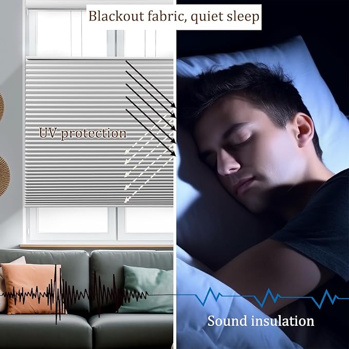 LEXEN Smart Top Down Bottom Up Honeycomb Shades WiFi Enabled Motorized Cellular Blinds Compatible with Alexa/Google Home Double Cellular Fabric Blackout Insulated Custom Sizes-Beige