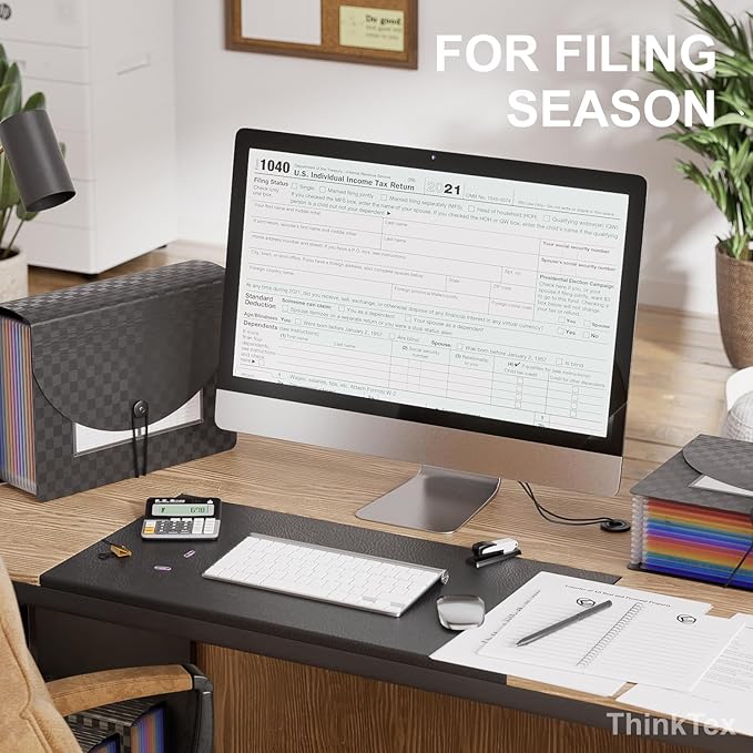 ThinkTex Accordion File Organizer, 12 - Pocket Expanding File Folders for Paper Receipts, Bills & Taxes Organizer, Portable Letter/A4 Size Document Holder for School, Office, Home with Colorful tabs