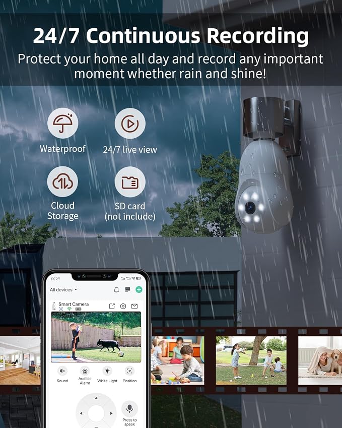 Armorcope 2K Light Bulb Security Camera, 360° Motion Tracking 2.4Ghz WiFi - Image 5
