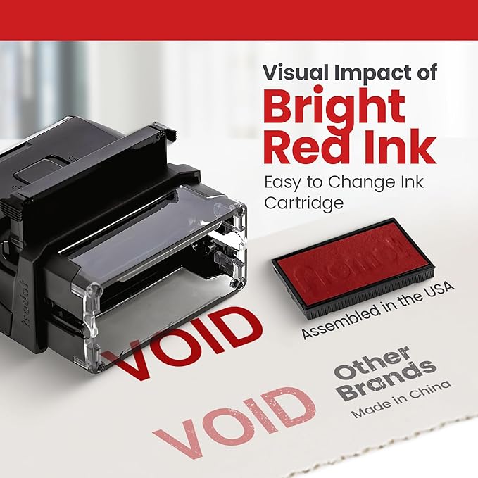 Promot Void Self Inking Rubber Stamp - Refillable Stampers for Office - Business, Accounting, Bookkeeping, Coding, Legal, Notary, Work, Ordering, Inventory Stamps - Red Ink