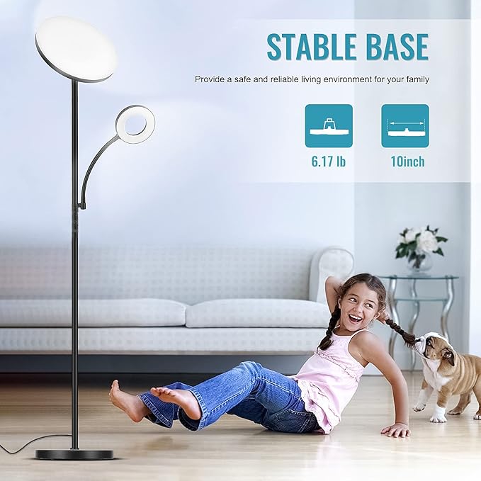 marctronic Floor Lamp, Upgraded 42W 4000LM Super Bright LED Floor Lamp for Living Room Bedroom, Dimmable Standing Reading Floor Lamps with Remote & Touch Control