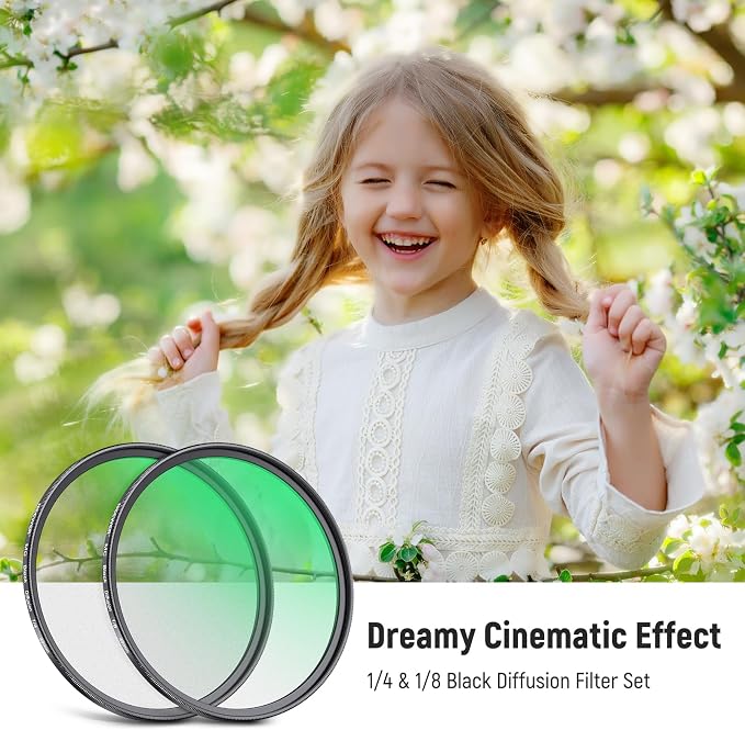NEEWER 49mm 1/4 & 1/8 Black Diffusion Filter - Image 2