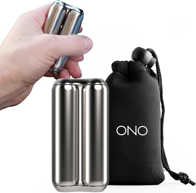 ONO Roller - Handheld Fidget Toy for Adults | Help Relieve Stress, Anxiety, Tension | Promotes Focus, Clarity | Compact, Portable Design (Natural, Junior Size - Stainless Steel)