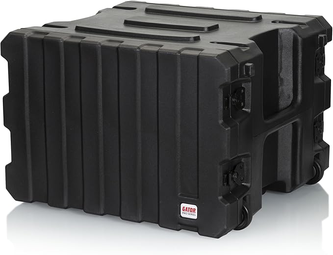 Gator Cases Pro Series 19" Depth 8U Rolling Rack Case with Recessed Wheels, Black