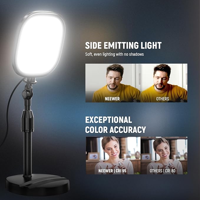 NEEWER Basics 2 Pack 5" Full Screen LED Ring Light with Stands for Desk Video Conference, 10W Bi Color Edge Lit Computer Laptop Webcam Zoom Calls Lighting Streaming Phone Recording, CRI95, NL10