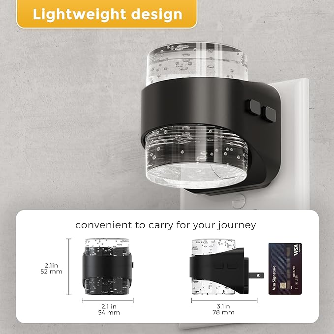 L LOHAS LED Night Light, Bubble Night Lights Plug into Wall, Acrylic Night Lights with Dusk-to-Dawn Sensor,Dimmable Amber Pulg in Nightlights for Rooms Bathroom Hallway