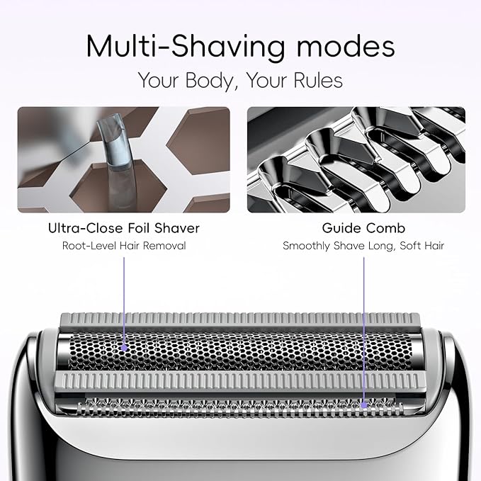 yoose Electric Razors for Women, IPX7 Alloy Body Bikini Trimmer for Women (USB-C, Trimmer Comb, Multi Shaving Modes), Portable Size, Taro Purple
