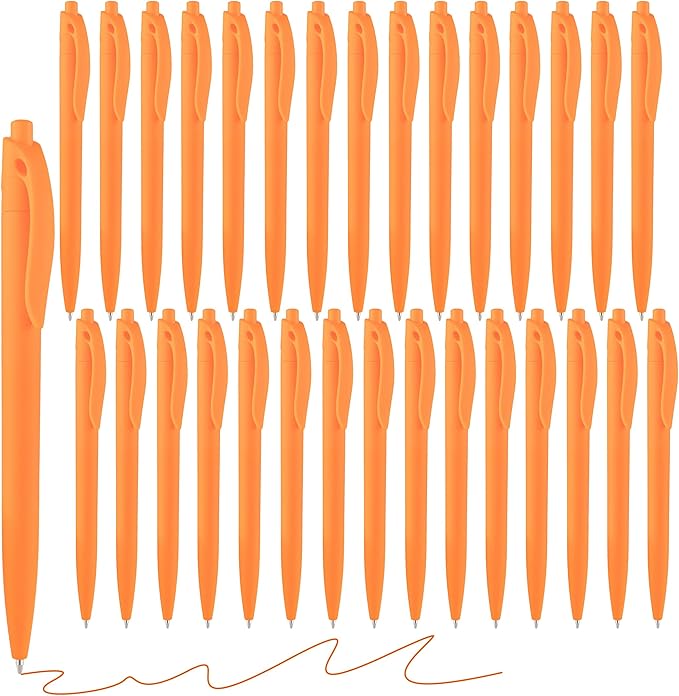 Aozora Pens Bulk 30 Pack Click Pens No Bleed Wholesale Retractable Ballpoint Pens Medium Point,Smooth Ink Pens for Journaling School Office Supplies 1.0MM (Orange Ink)