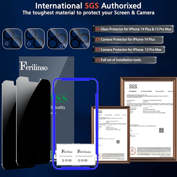 Ferilinso for iPhone 14 Plus iPhone 13 Pro Max Privacy Screen Protector 2 Pack - Image 3