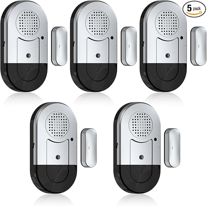 Sanjie Door Window Alarms - 5 Pack,125dB,Volume Control,Window Door Open Alarm Sensors for Kids Safety/Dementia/Pool,Wireless Sensors Keep Your Home Security,Easy to Install,Long Battery Life