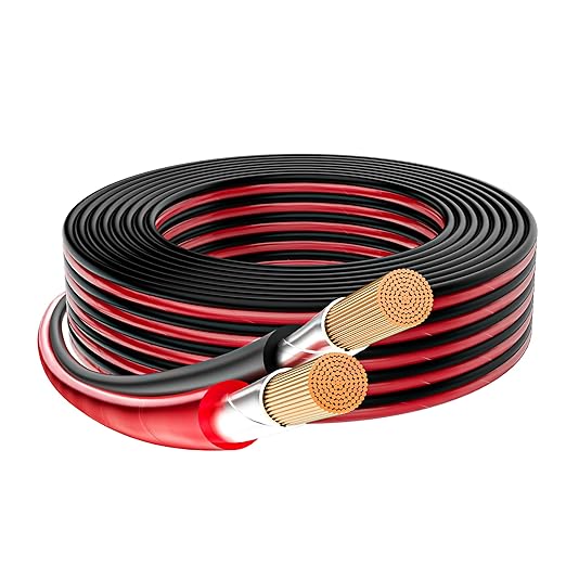 Mygatti 16/2 Gauge Speaker Wire 35FT, 16 AWG 2 Conductors OFC Pure Copper Electrical Red Black Cable for Car Speakers Stereo, Home Theater, Automotive Wire, Aluminum Foil Shield, Flexible Clear PVC