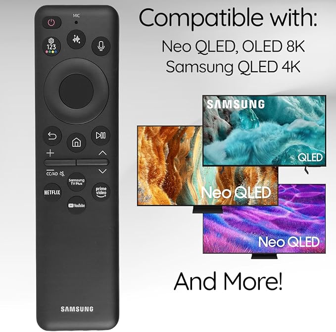 Ceybo Original Solar Voice Remote Control Replacement with YouTube Netflix Shortcut for Samsung Smart TVs, Compatible with Neo QLED 8K, QLED (BN59-01480A)
