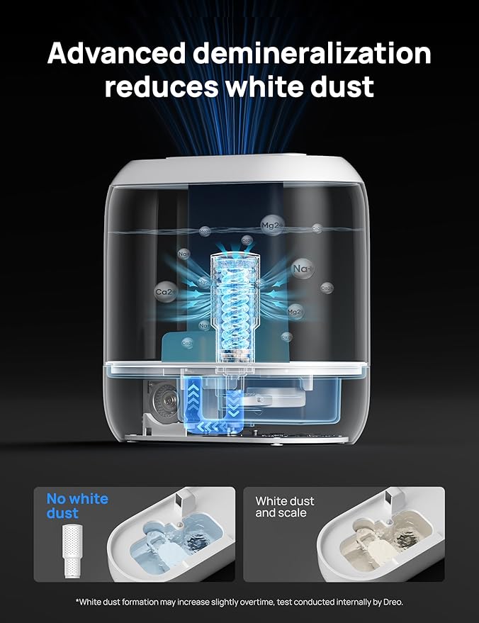 DREO Smart Humidifiers for Bedroom, Top Fill 4L Supersized Humidifier Large Room with 28 dB, 36H Runtime, Touch/APP/Voice Control, Nightlight, Cool Mist Humidifiers for Baby, Plants, Indoor, Blue