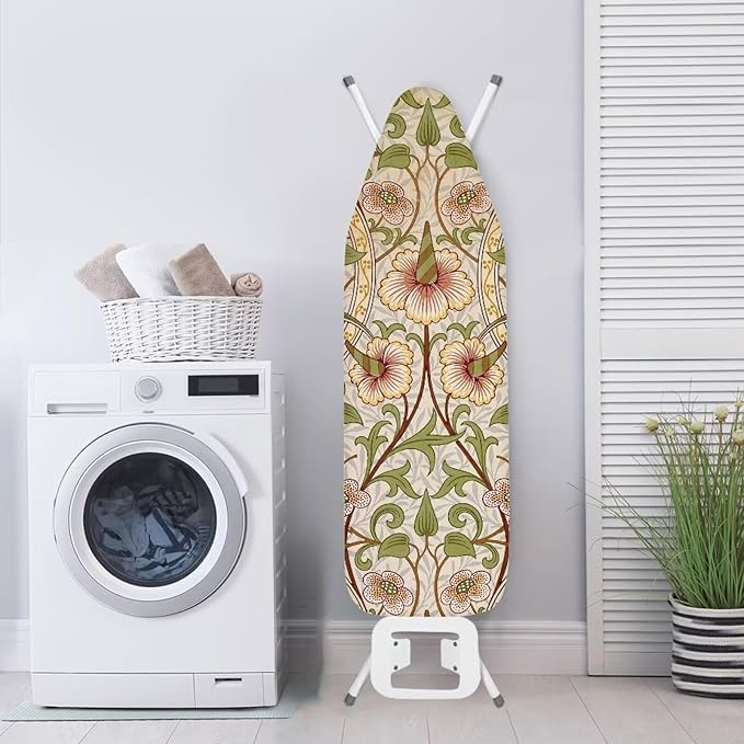 ZCFYGDX William Morris Art Ironing Board Covers,Stain Resistant & Anti-Scorch Elastic Edges Nylon Buckle Straps Hook & Loop Fastener Strap,Easy Install of Protective Decorative Cover 15x48 Inch