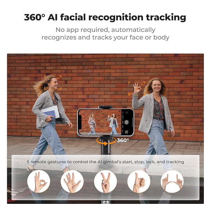 K&F CONCEPT 71“ Auto Face Tracking Tripod, 360° Rotation Selfie Stick - Image 2