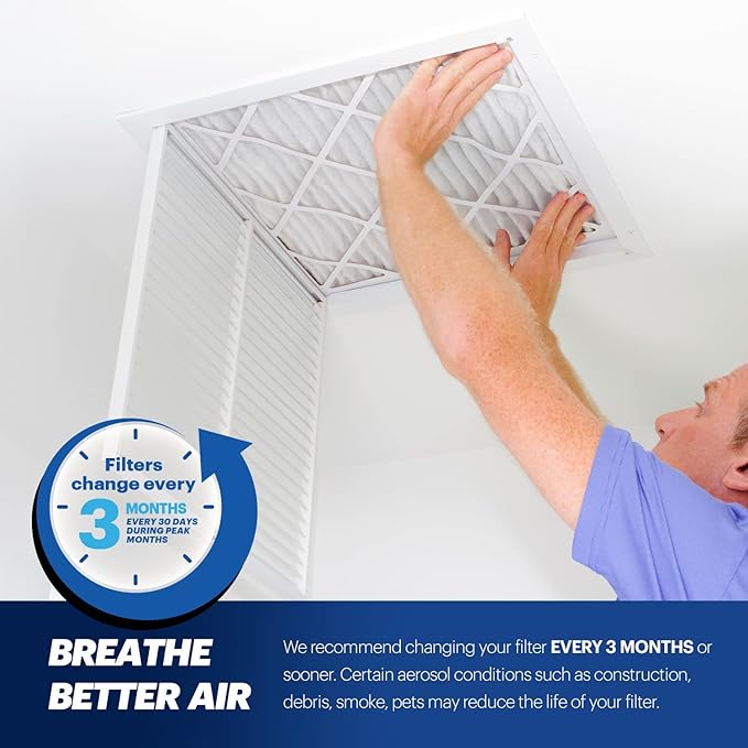 BNX TruFilter 14x14x1 Air Filter MERV 13 (4-Pack) - MADE IN USA - Electrostatic Pleated Air Conditioner HVAC AC Furnace Filters for Allergies, Pollen, Mold, Bacteria, Smoke, Allergen, MPR 1900 FPR 10