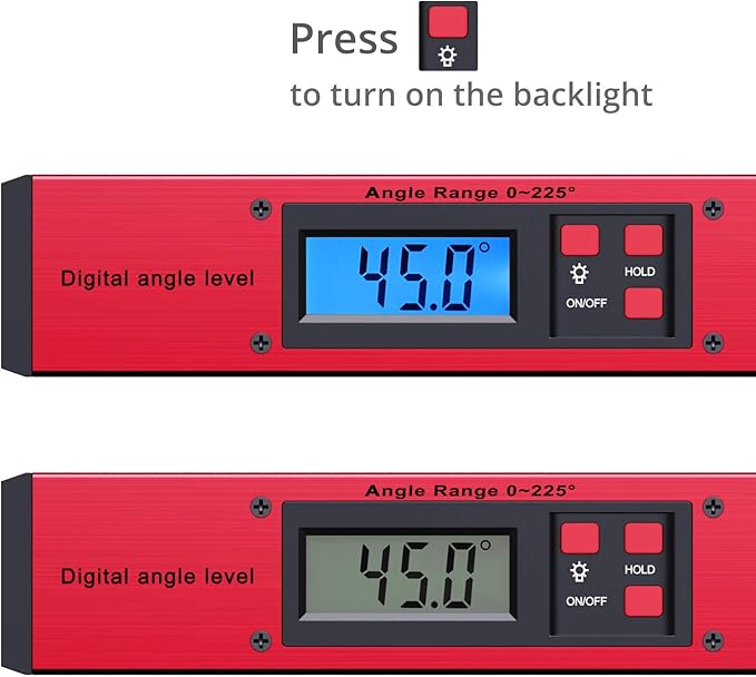 Proster Digital Angle Finder Gauge - 0~225° Angle Gauge LCD Digital Protractor Spirit Level Meter for Carpenter Woodworking Home Decoration