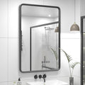 24x36 Black Matte Bathroom Mirror for Wall, Rounded Rectangle Vanity Mirror for Bathroom, Tempered Glass, Anti-Rust, Shatterproof (Horizontal/Vertical)