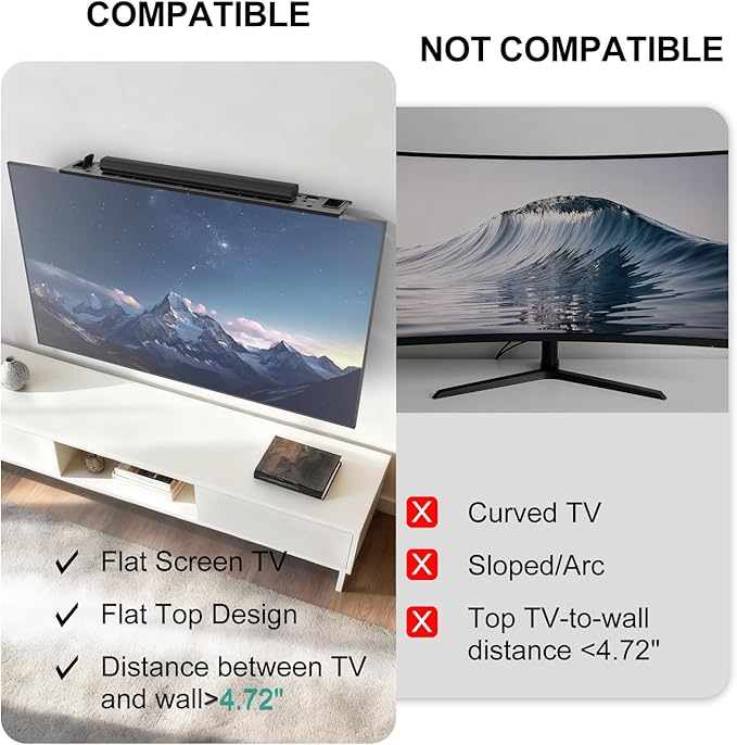 WALI Soundbar Mount – No Drilling TV Top Shelf with 2 Storage Boxes, Universal Sound Bar Holder for Samsung, Sony, LG, Bose, 34.65"x4.3" (TSH004-2B), Black