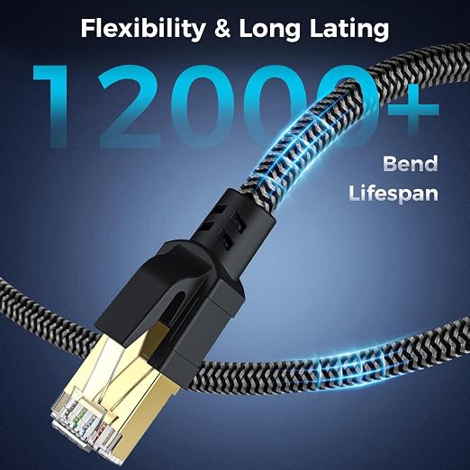 Cat 8 Ethernet Cable 12FT, High-Speed Braided Internet Cable Network Cord - Image 6