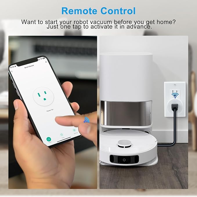 WiFi Smart Outlet Plug with Remote,GreenCycle 4 Electric Smart Plug with Remote,Compatible with Alexa and Google Home via Tuya,15A/1500W，Remote Control from Anywhere,TUV FCC List(2.4G)