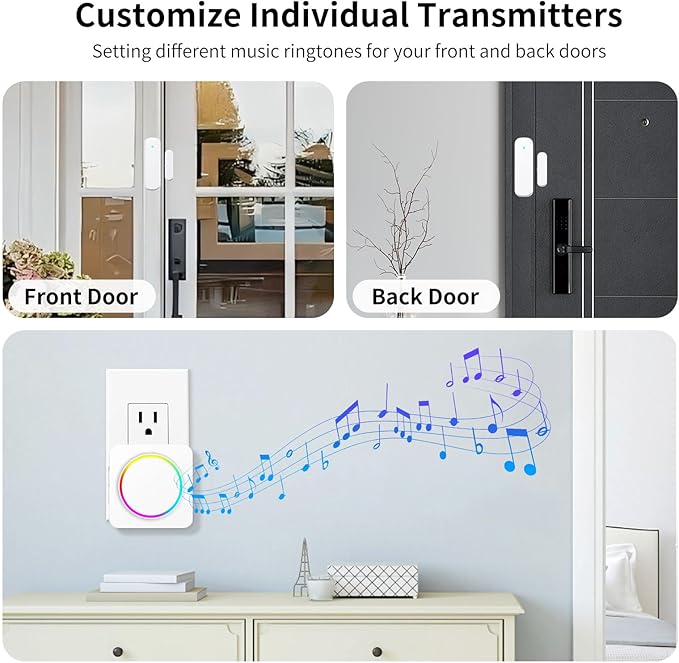 Door Chime, Door Sensor Chime When Door Opens, BITIWEND Door Entry Alarm for Business/Home/Office/Store, 600 FT Range, 32 Chimes 5 Adjustable Volume Door Ringer Alert 2Sensor + 1Receivers White