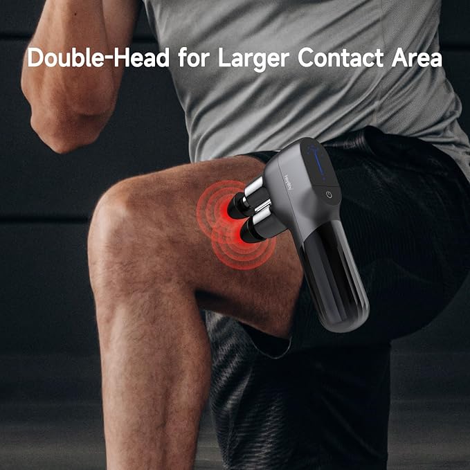 Mini Massage Gun - Deep Tissue Percussion Massager with Dual Heads, 5 Speed Levels & 4 Attachments, Portable Handheld Muscle Recovery Gun for Athletes, Travel & Pain Relief