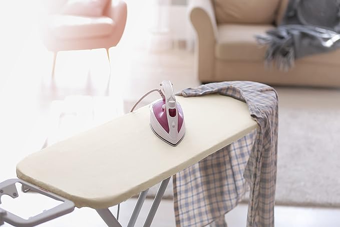 Encasa XO Ironing Board Cover and Pad 54"x15" - 4mm Felt Large Iron Board Cover with Padding - Heat Resistant, Stain-Safe Dye, Non Slip Elastic Bungee Cord Tightening Iron Table Cover Natural