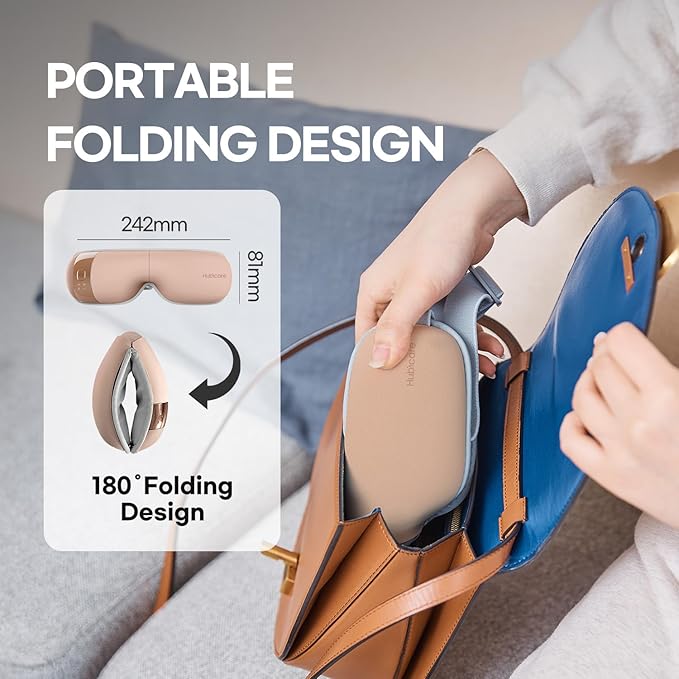 HubiCare Eye Massager with Heat, Vibration, and Music Helps Relieve Strain, Dark Circles, Dryness, and for Migraine Relief Relaxation and Better Sleep Valentines Day Gifts for Women/Men (Rose Gold)