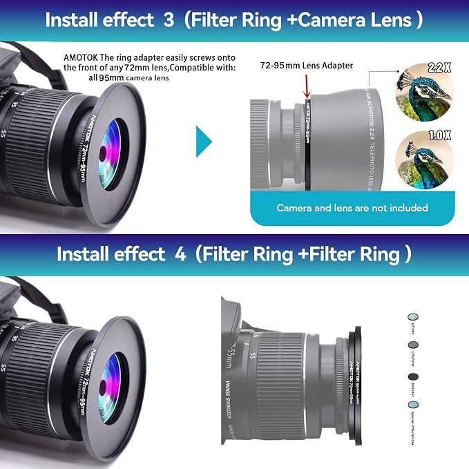 72mm Lens to 95mm Camera Lens Adapter, 72mm to 95mm Filter Step up Ring Adapter - Image 7