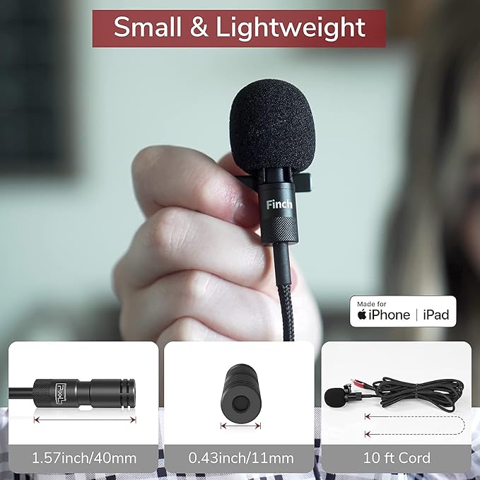 PIXEL Lavalier Microphone for iPhone (Apple MFi-Certified) | Lav Mic for Vlogging | External Microphone for Video Recording, Compatible with All Lightning Devices (10ft)