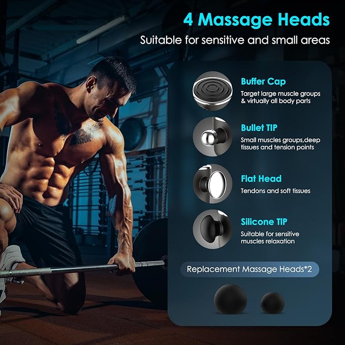 TILAT Massager Gun Deep Tissue, Cordless Vibrating Muscle Massage Gun - Handheld Quick Release Massager for Back, Neck and Fascial Binding - Targetred Trigger Point Therapy Massage Gun