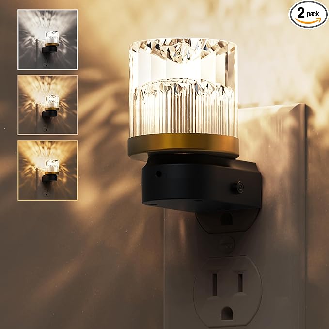 L LOHAS Night Lights Plug into Wall, 2 Pack 3000K/4000k/5000KColor Changing Night Light, 3CCT Color Temperature Night Light, Dusk to Dawn Sensor for Hallway, Bathroom