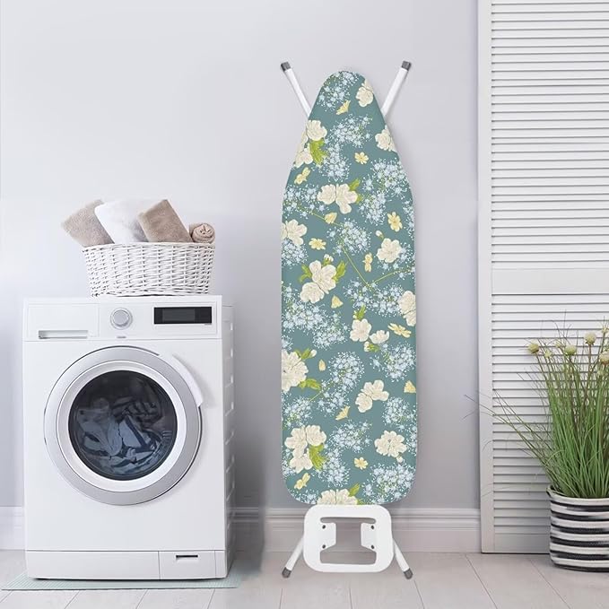 ZCFYGDX Dandelion Flower Print Ironing Board Cover Decor, Resist Scorching & Staining, Easy to Install Resistant Elastic Edges, 3 Nylon Buckle Straps Fasteners, Protective Scorch Cloth Covers Size-M
