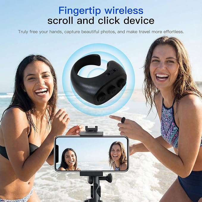 HEKUTU Social Media Scrolling Ring Remote - Hands-Free Controller for T-ikT-ok Yout-ube IG - Black