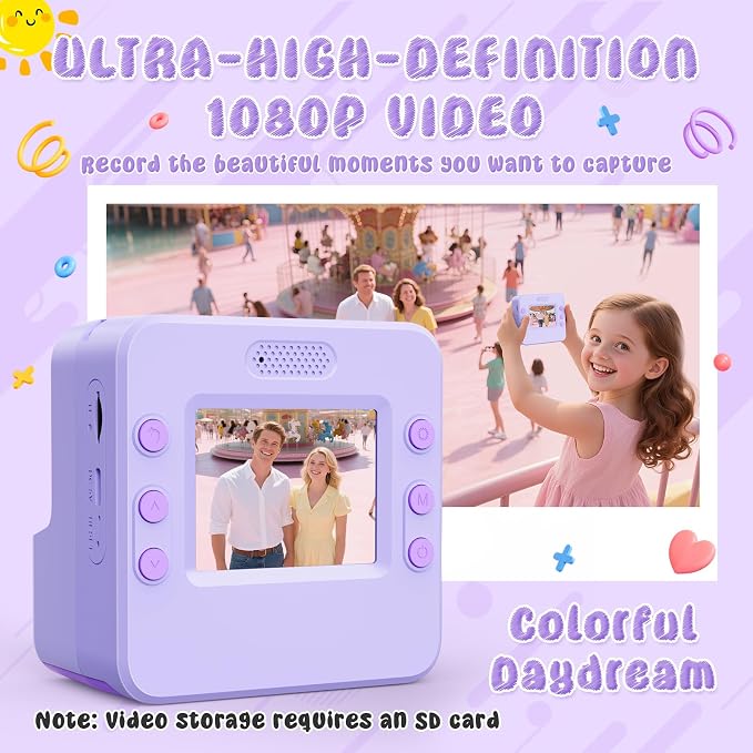 Kids Camera Instant Print with Flip Lens, 1080P HD Video Inkless Toddler - Image 4