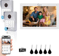 Wired Video Door Phone Apartment Intercom System,7 Inch Touch Monitor with 1080P HD Camera Doorbell,Supporting 5 in 1 Unlocking,Minitoring Motion Detecting for Home Villa,Tuya (2 doorbell + 1 monitor)