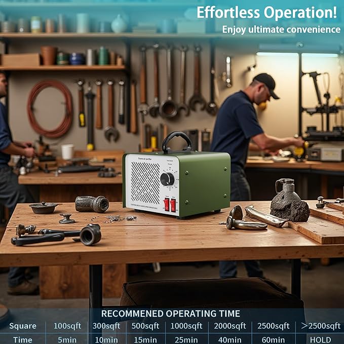 120,000mg/h 0zone Generator High Capacity Ozone Machine & 1 Billion Negative Ion Air Purifier for Home, Car, Pet Odor Removal, O3 Odor Eliminator up to 8,000 Sq. Ft.(Green)