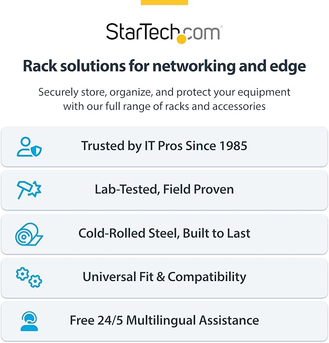 StarTech.com 2U Wall Mount Network Rack - 14 in Deep (Low Profile) - 19" Patch Panel Bracket for Shallow Server, IT Equipment, Network Switches - 77lbs/35kg Weight Capacity, Black (RACK-2U-14-BRACKET)