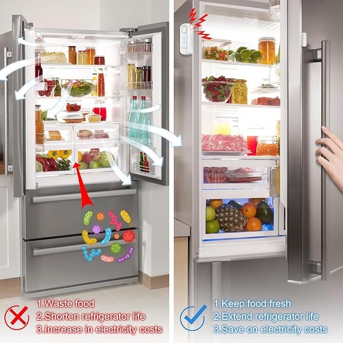 Daytech Freezer Door Alarm with Adjustable 0 to 120dB Volume, 4 Sets White