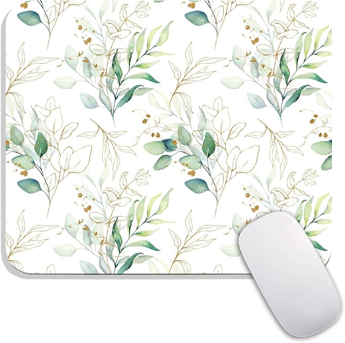 Armanza Square Mouse Pad Pretty Leaves, Personalized Premium-Textured Custom Mouse Mat Design, Washable Mousepad Cloth, Non-Slip Rubber Base Computer Mouse Pads for Wireless Mouse