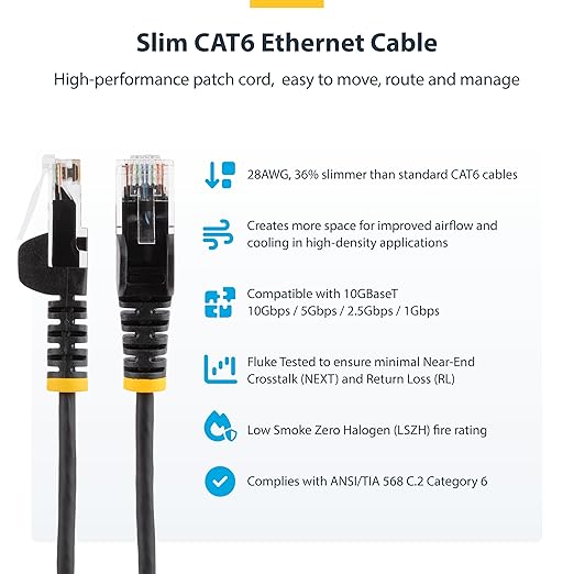 StarTech.com 7ft Red Slim CAT6 Ethernet Cable, Snagless RJ45, 28AWG Pure Bare - Image 2