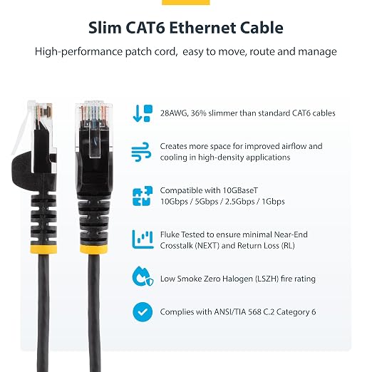 StarTech.com 10ft Orange Slim CAT6 Ethernet Cable, Snagless RJ45, 28AWG Pure - Image 2