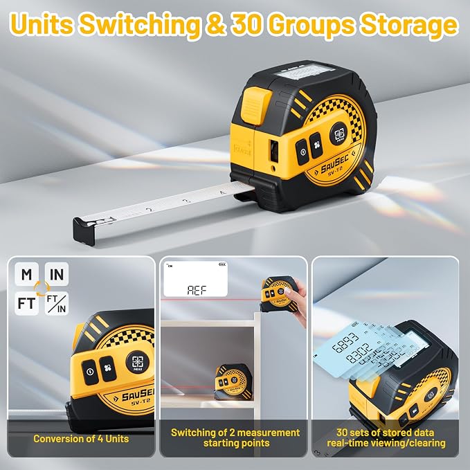 2 in 1 Laser Tape Measure, Rechargeable Laser Measure & 16ft Self-Locking - Image 4