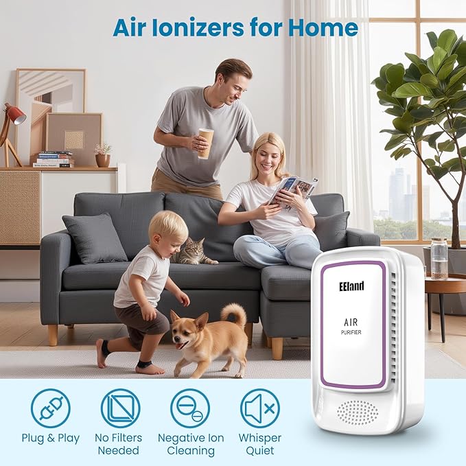 Cat Litter Deodorizer Plug in (4 Pack) - Ozone-Free Negative Ion Air Purifier for Litter Box, Compact Odor Eliminator for Strong Pet Odors, Quiet Air Freshener for Home, Bedroom, Kitchen