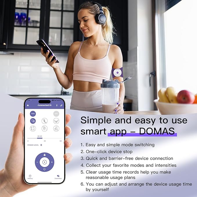 Wireless TENS & EMS Unit Back Pain Relief Massager - APP Controlled Bluetooth EMS Muscle Stimulator Machine for Back Shoulder Leg Neck Pain Relief
