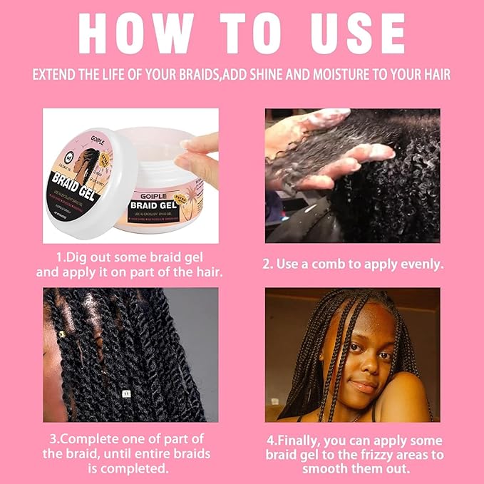 Braid Gel Good for Twist, Locs, Braids, Edge No Flake Extra Hold High Shine Braiding Gel & Edge Control, Loc Gel Long Lasting for Locks, Cornrows Smooths & Tames Frizz 8.8oz (Strawberry Flover) | Good for Twist, Locs, Braids, Edge, No Flake, High Shine
