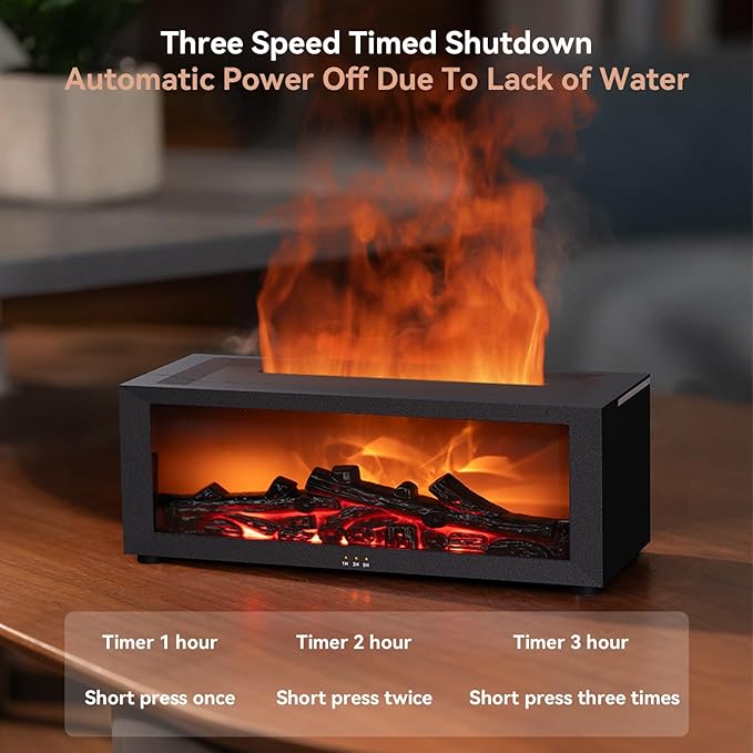 Essential Oil Diffuser, 7 Colors Flame Fireplace Diffusers and Humidifier, 150ml Fire Flame Aromatherapy Diffuser with Remote Control Ultrasonic Air Humidifier with Timer for Room Office