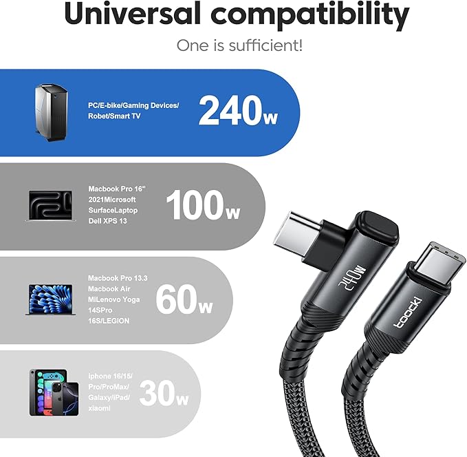 USB C Cable [2Pack, 10ft] 240W Fast Charging Type C Cord, Nylon Braided USB 2.0 Cable for iPhone 17 16 15 Pro Plus Pro Max Air, iPad Pro, Samsung Galaxy S24 S23, Switch, MacBook Pro, Pixel-Black